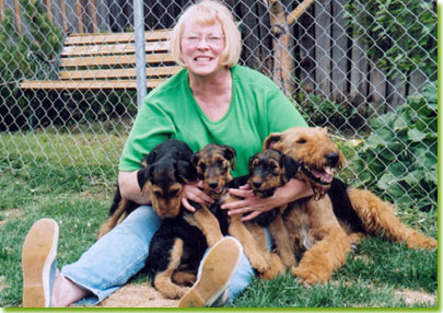 Andrea Easton and Cooleamber Airedales, photo courtesy of Andrea Easton
